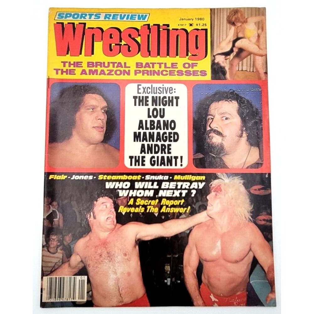 SPORTS‎ REVIEW WRESTLING JAN 1980 RIC FLAIR WOMEN APARTMENT WRESTLING LOU ALBANO
